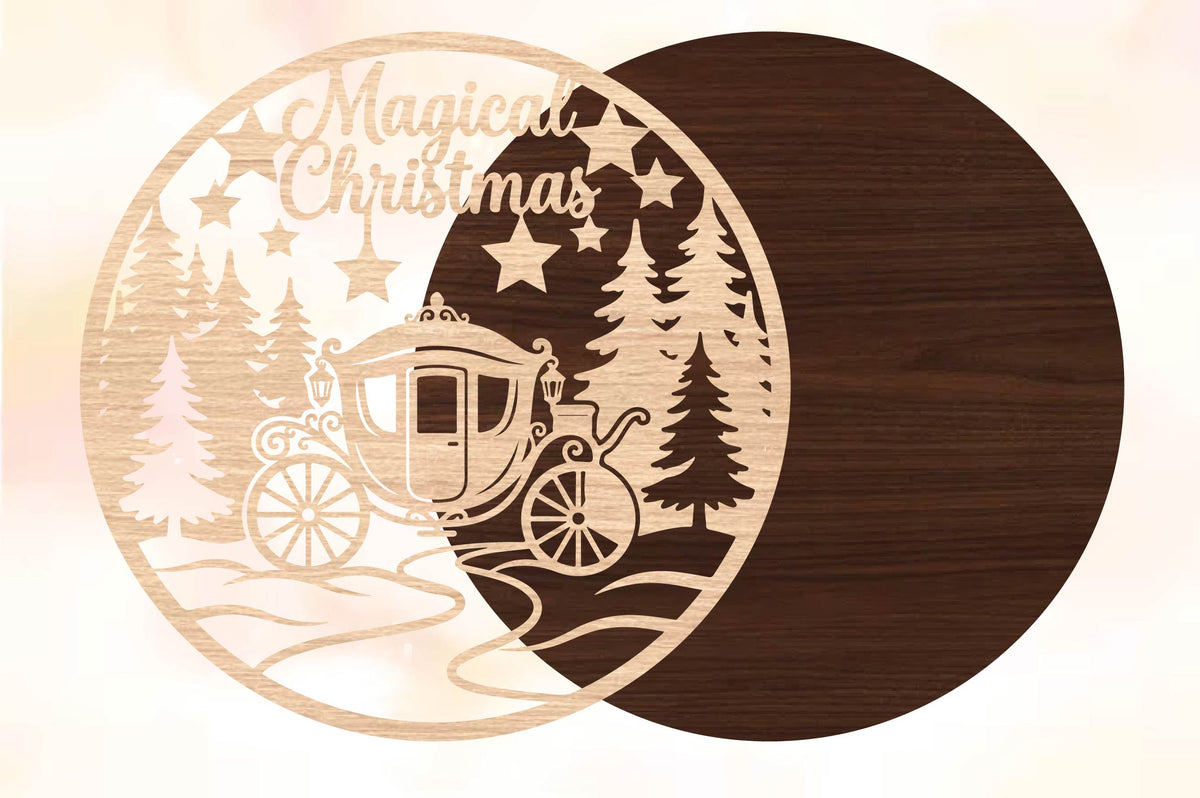 Magical Christmas Carriage Laser Cut SVG