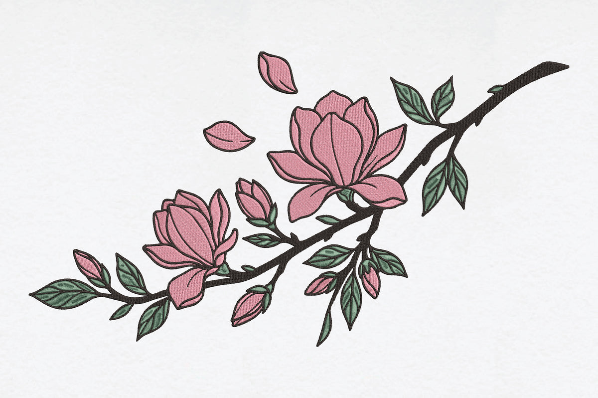 Pink Magnolia Flower Embroidery Design