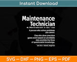 Maintenance Technician Definition Svg Digital Cutting File