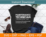 Maintenance Technician Definition Svg Digital Cricut Cutting File