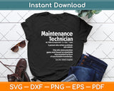 Maintenance Technician Definition Svg Digital Cutting File