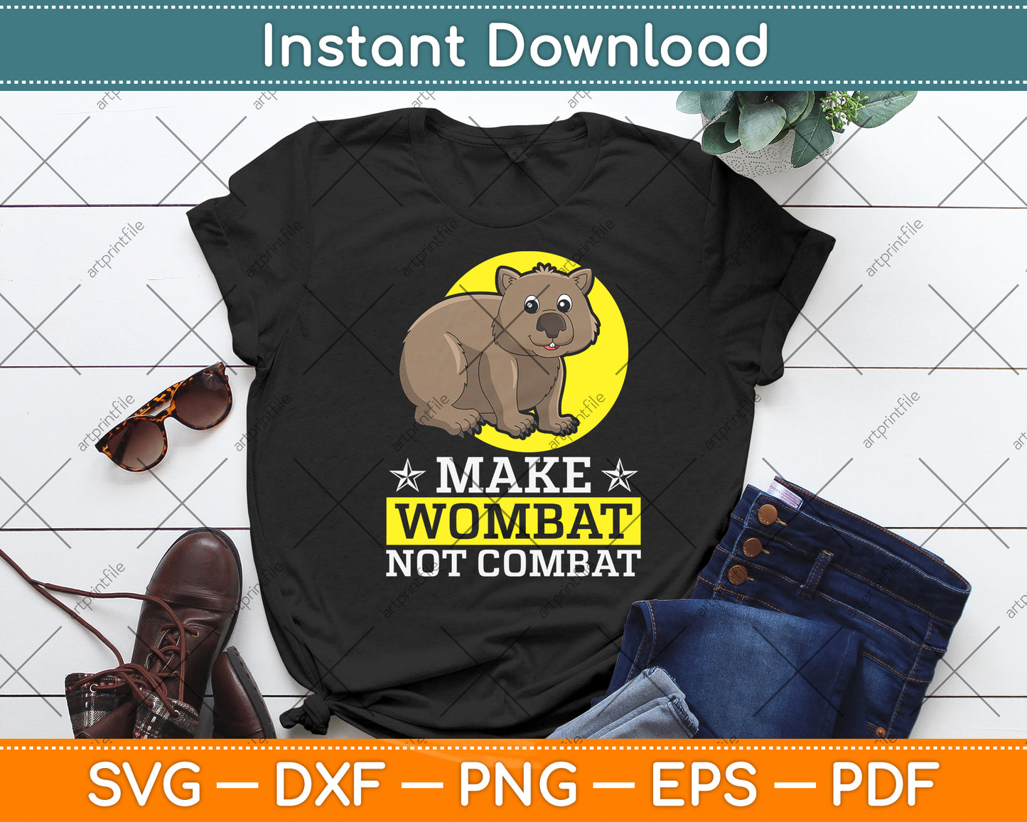 Make Wombat Not Combat Svg Png Dxf Digital Cutting File