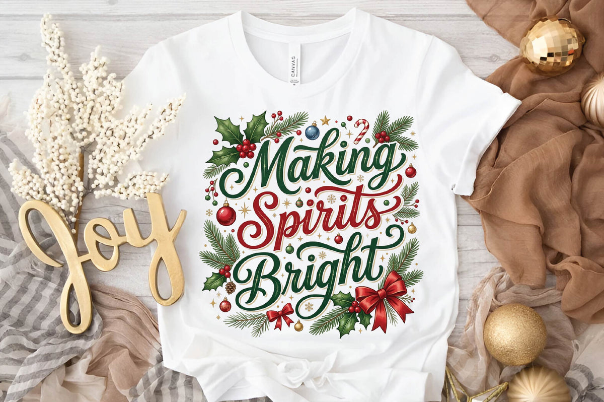 Making Spirits Bright Christmas PNG, Holiday Sublimation Design, Christmas Shirt PNG, Festive Christmas Digital Download