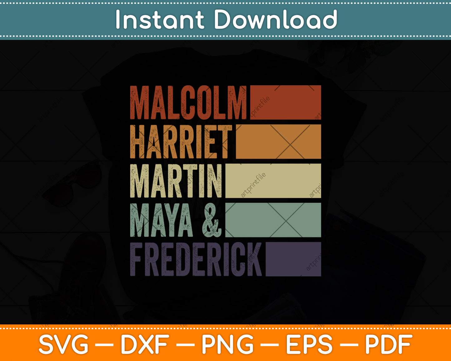 Malcolm Harriet Martin Maya Frederick Black Leaders Svg Digital Cricut Cutting File