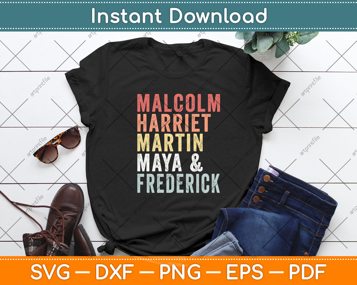 Malcolm Harriet Martin Maya Frederick Black Leaders Svg Digital Cutting File