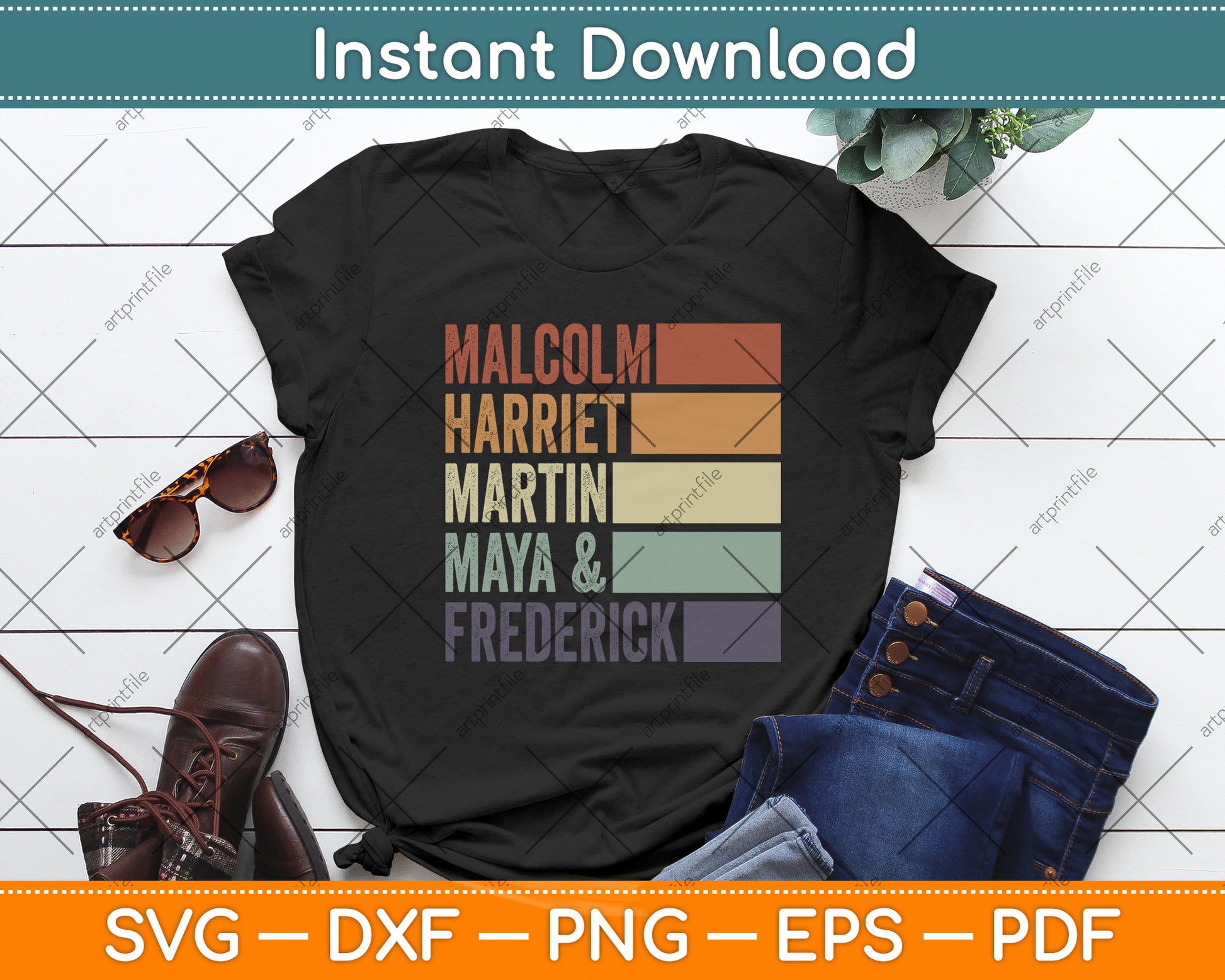 Malcolm Harriet Martin Maya Frederick Black Leaders Svg Digital Cricut Cutting File