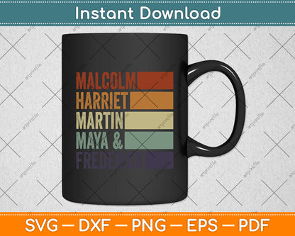 Malcolm Harriet Martin Maya Frederick Black Leaders Svg Digital Cricut Cutting File