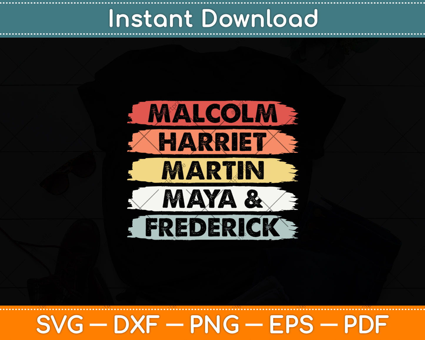 Malcolm Harriet Martin Maya Frederick Black History Svg Digital Cutting File