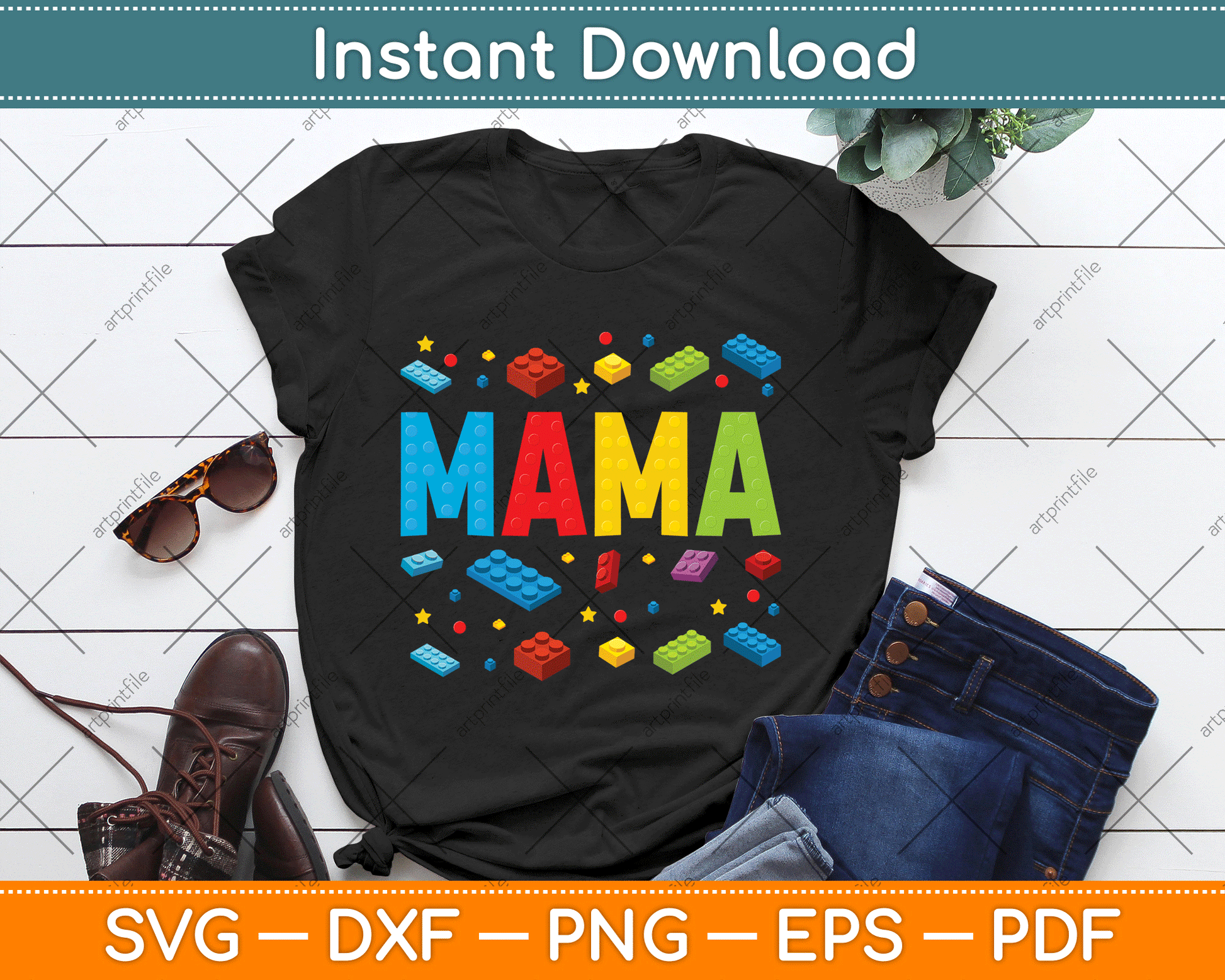 Mama Master Builder Building Bricks Blocks Funny Mothers Day SVG Digital Cutting File