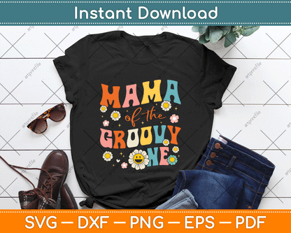Mama Of The Groovy One 1st Birthday Pregnancy Announcement SVG Digital Cutting File