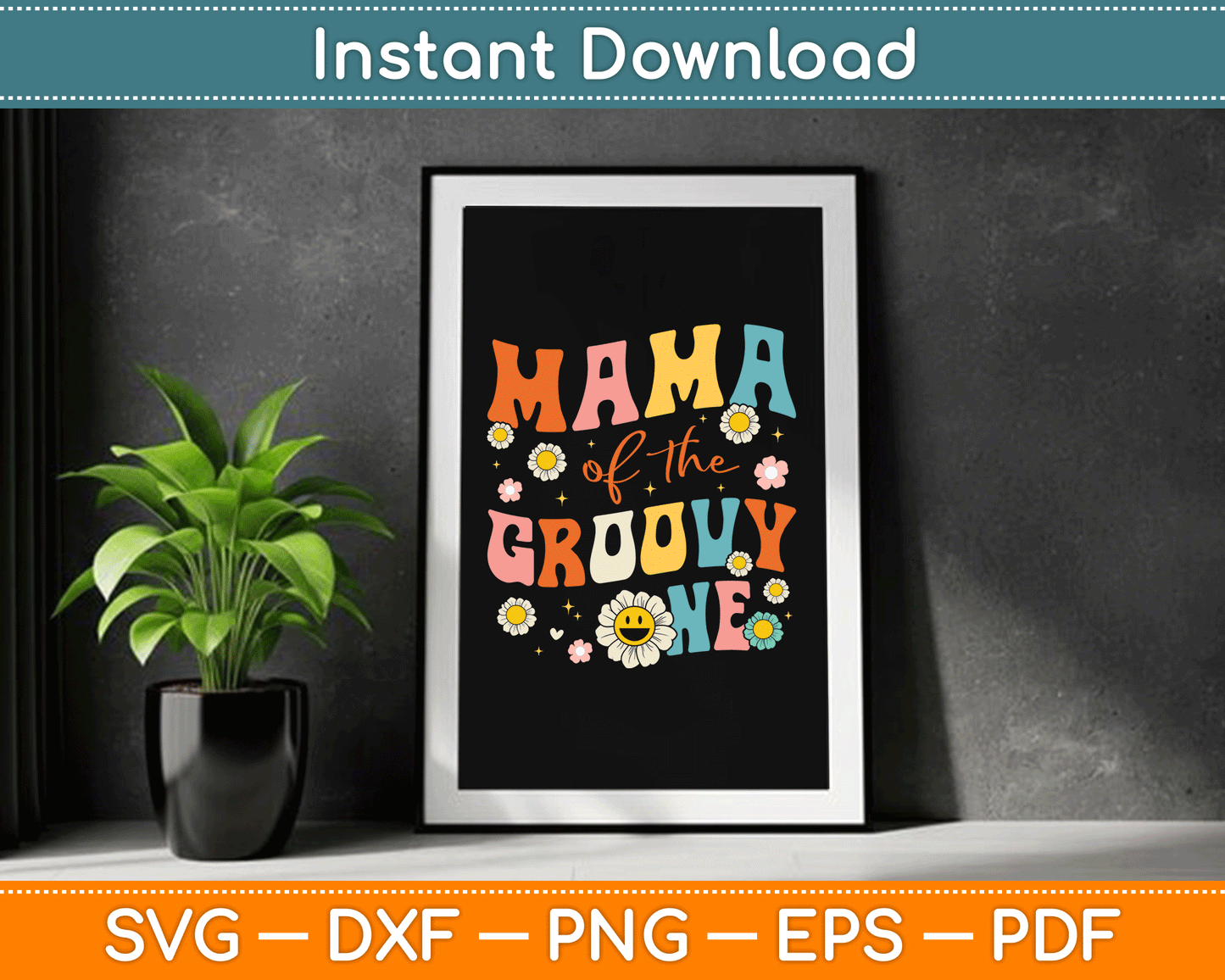 Mama Of The Groovy One 1st Birthday Pregnancy Announcement SVG Digital Cutting File