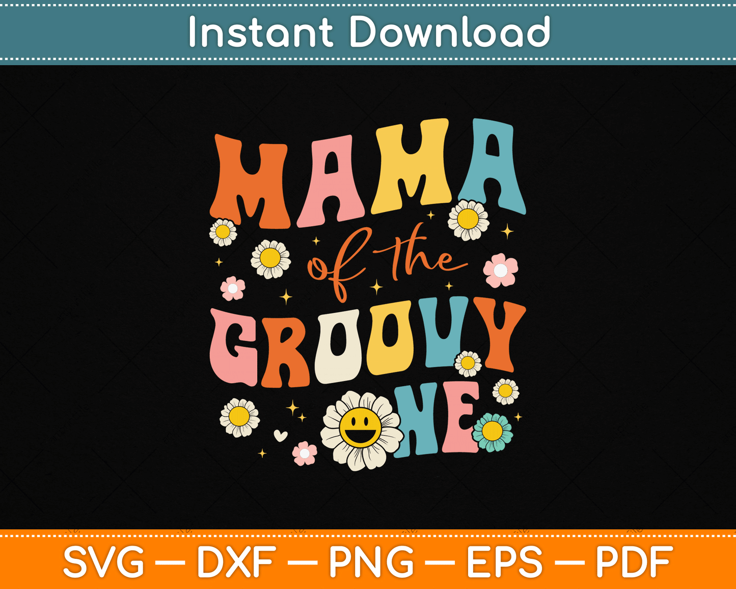 Mama Of The Groovy One 1st Birthday Pregnancy Announcement SVG Digital Cutting File