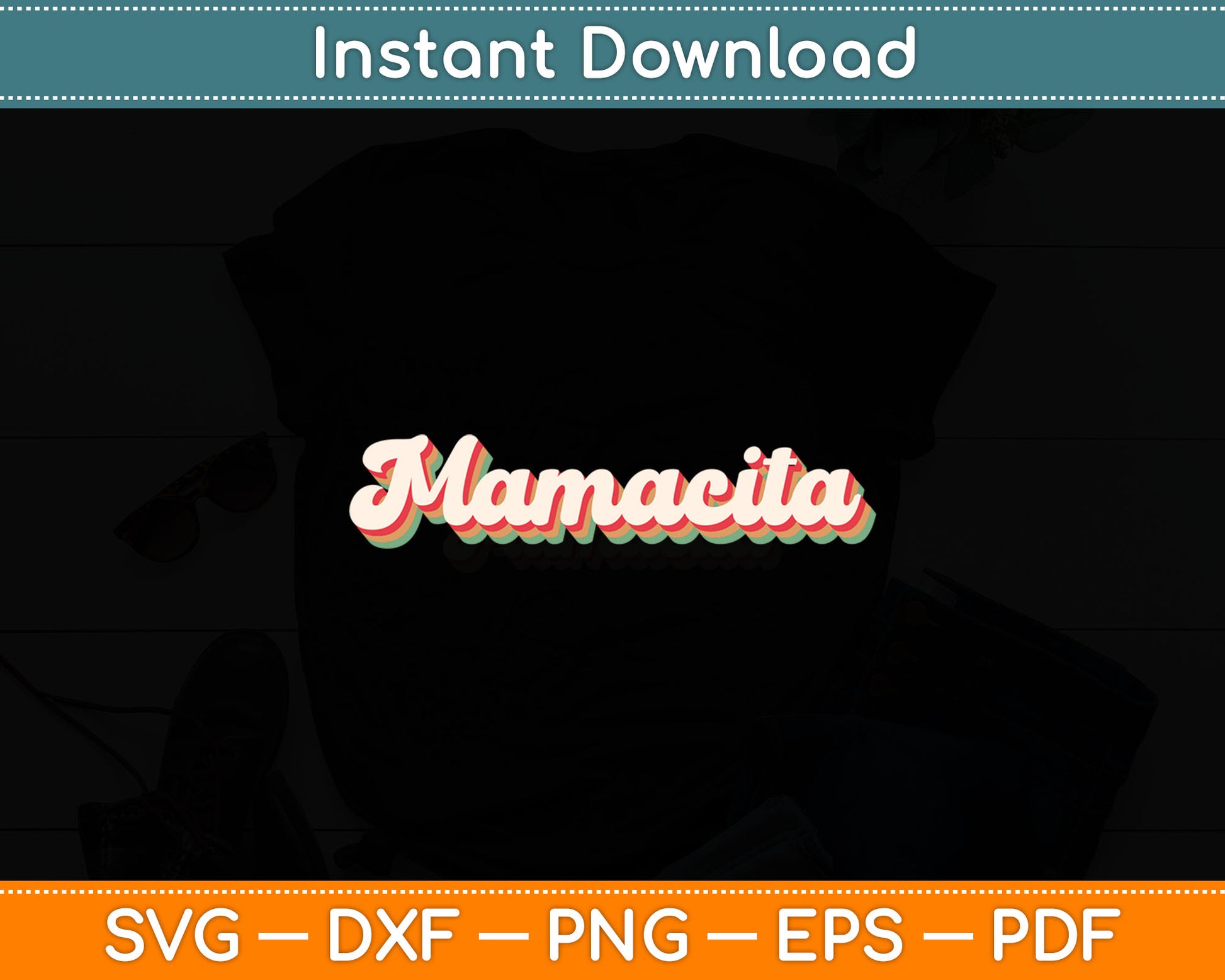 Mamacita Women's Retro Top For Women Cute Vintage Mommy Svg Digital Cutting File