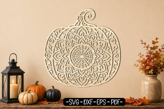 Mandala Spider Web Pumpkin Laser Cut SVG | Halloween Pumpkin Decor