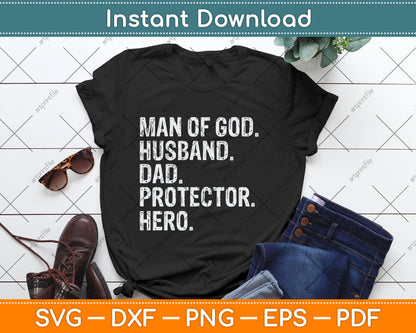 Man of God Husband Dad Protector Hero Svg Digital Cutting File