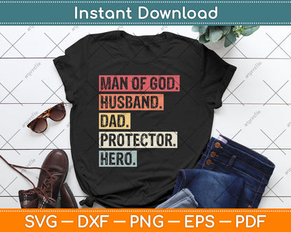 Man of God Husband Dad Protector Hero Svg Design Digital Cutting File
