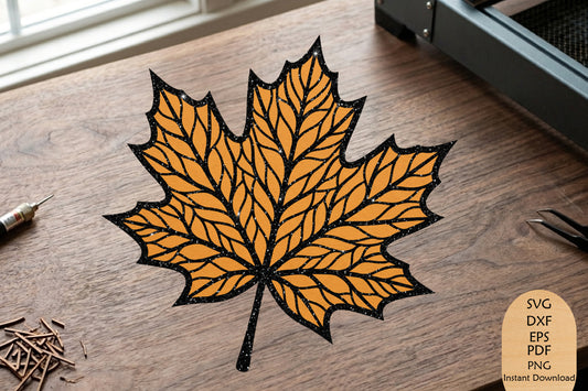 Maple Leaf Laser Cut SVG, Autumn Fall Leaf Wood Craft Cut File