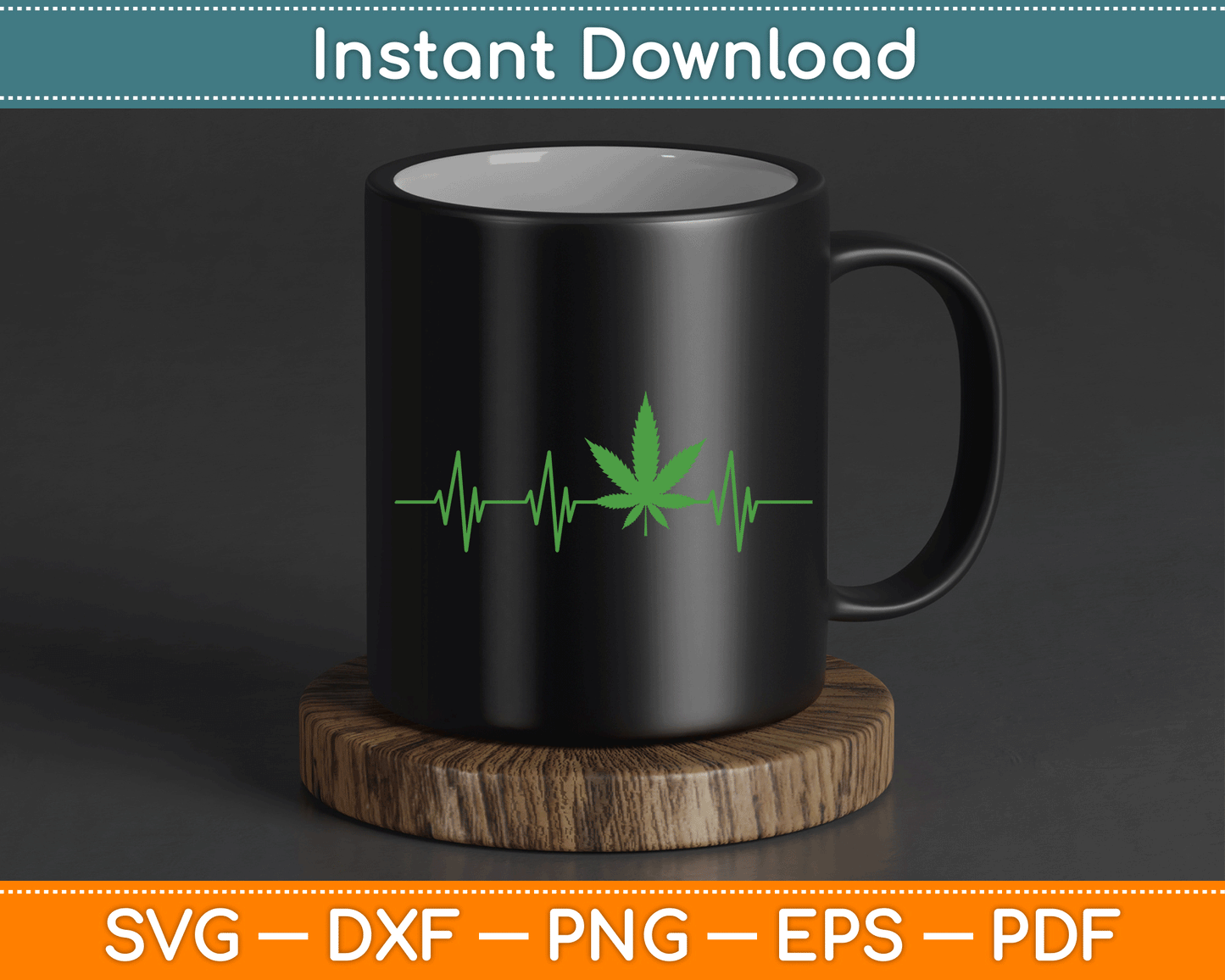 Marijuana Leaf Heartbeat SVG Digital Cutting File