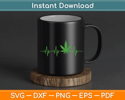 Marijuana Leaf Heartbeat SVG Digital Cutting File