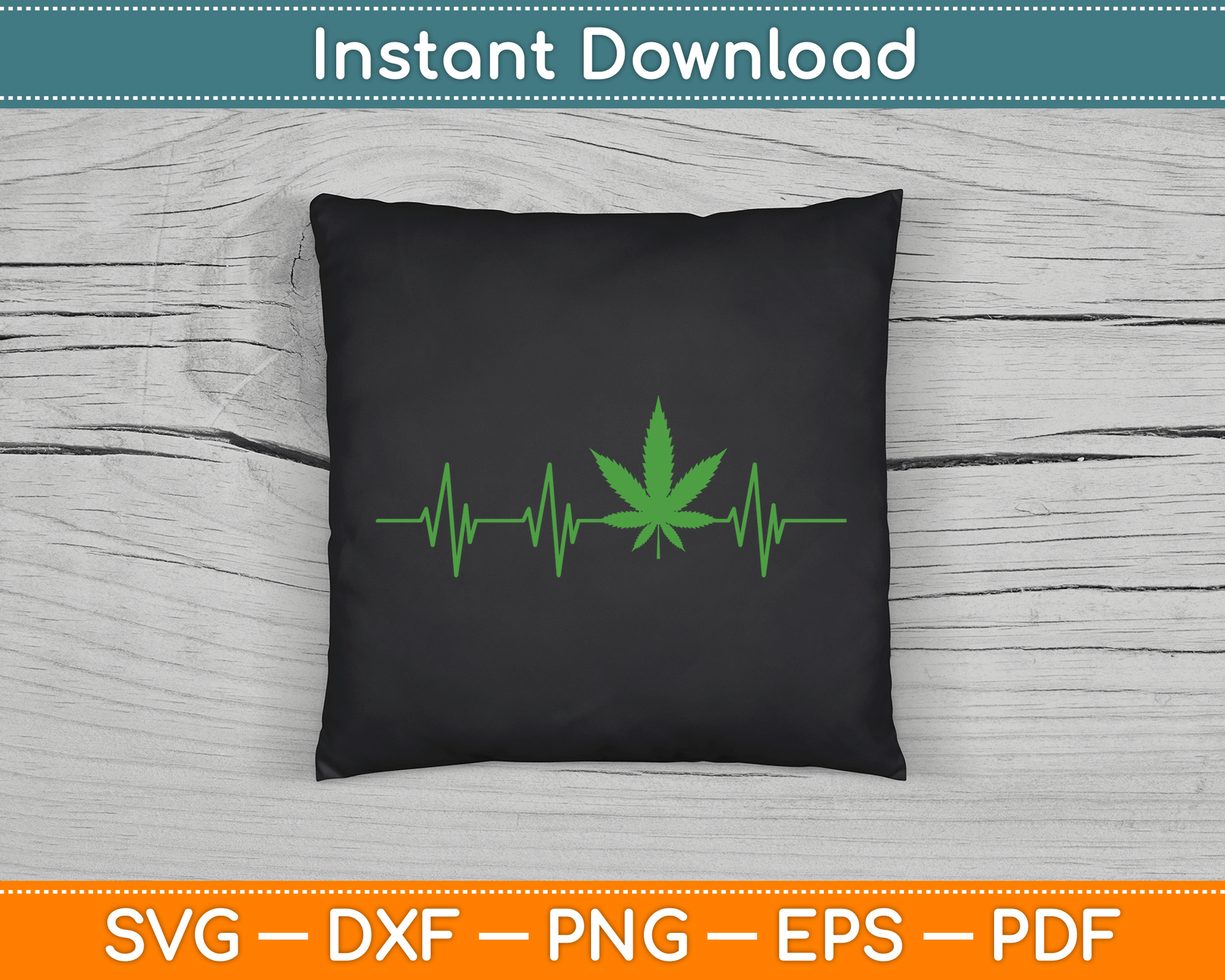 Marijuana Leaf Heartbeat SVG Digital Cutting File