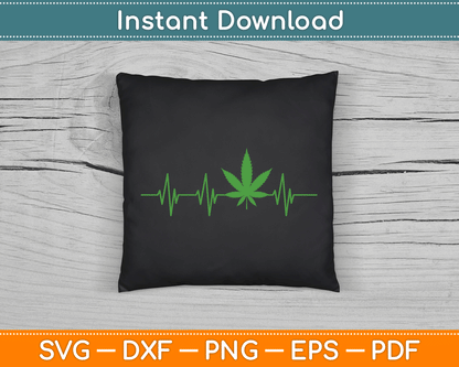 Marijuana Leaf Heartbeat SVG Digital Cutting File