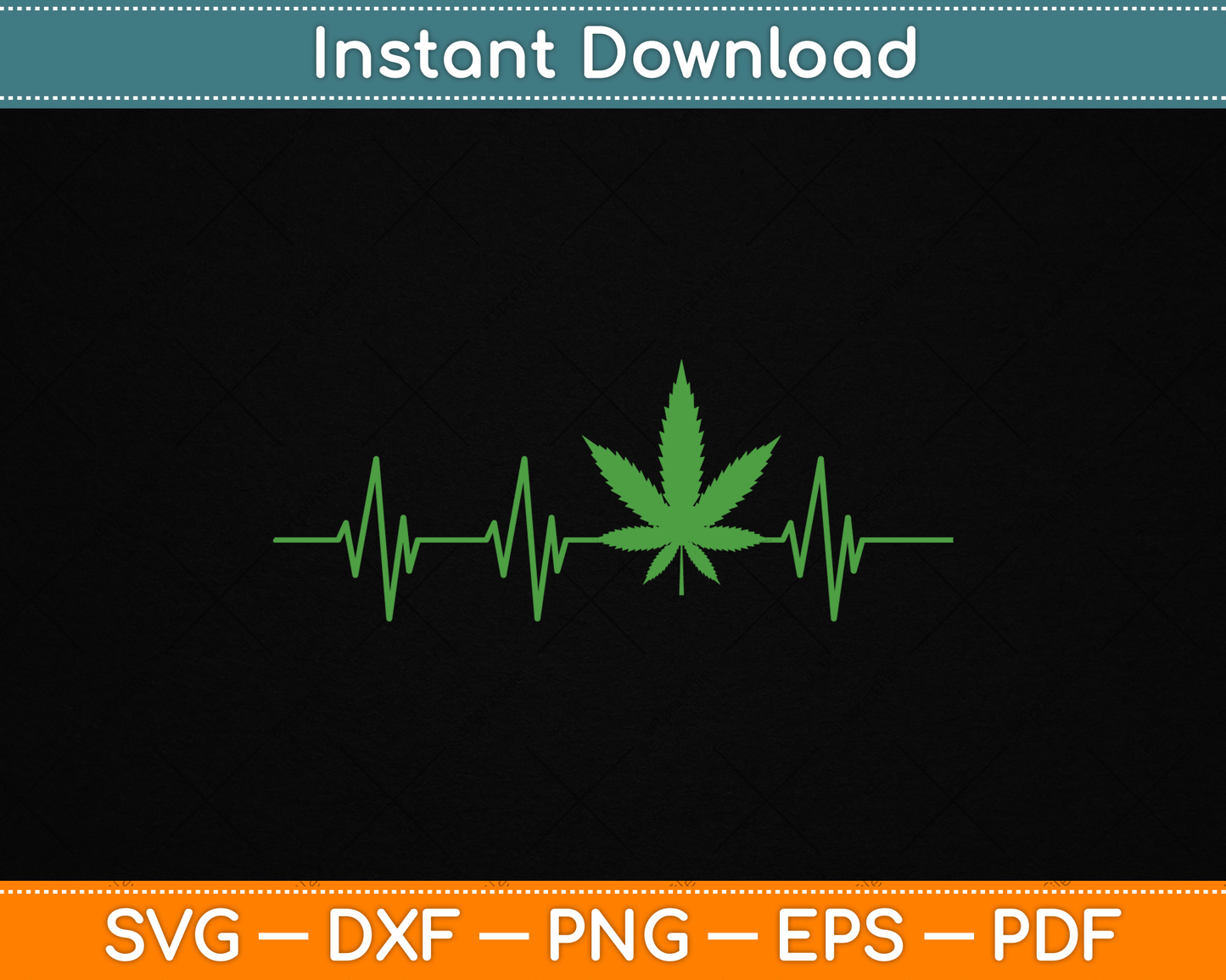 Marijuana Leaf Heartbeat SVG Digital Cutting File