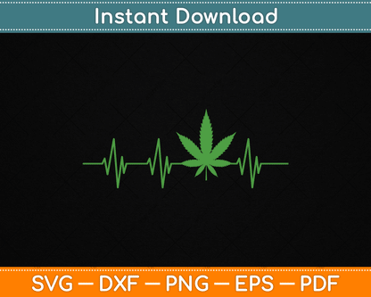 Marijuana Leaf Heartbeat SVG Digital Cutting File