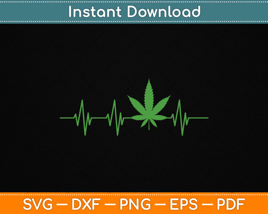 Marijuana Leaf Heartbeat SVG Digital Cutting File