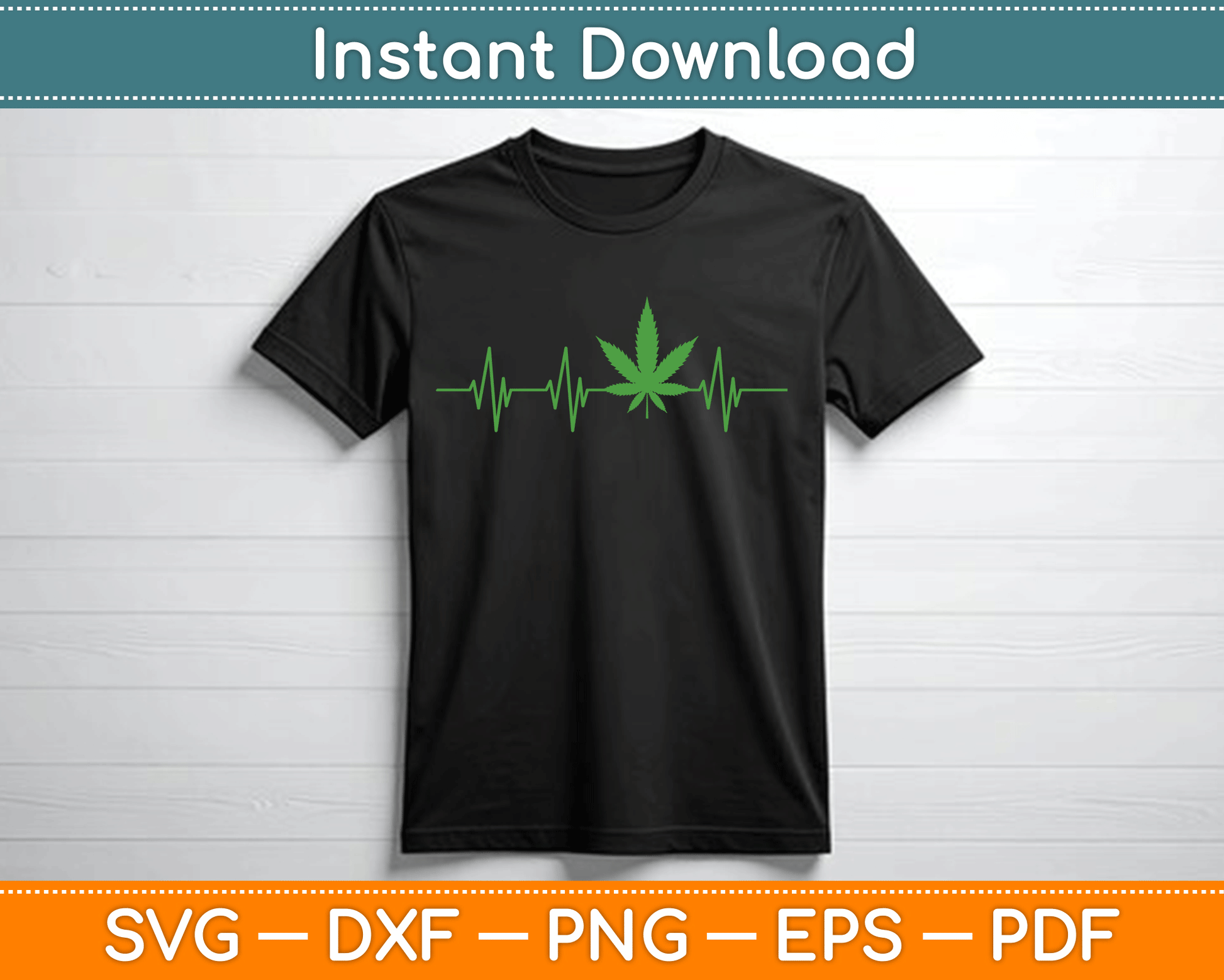 Marijuana Leaf Heartbeat SVG Digital Cutting File