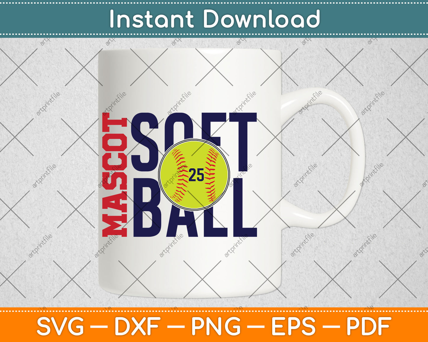 Mascot Softball Team Name Svg Digital Cutting File
