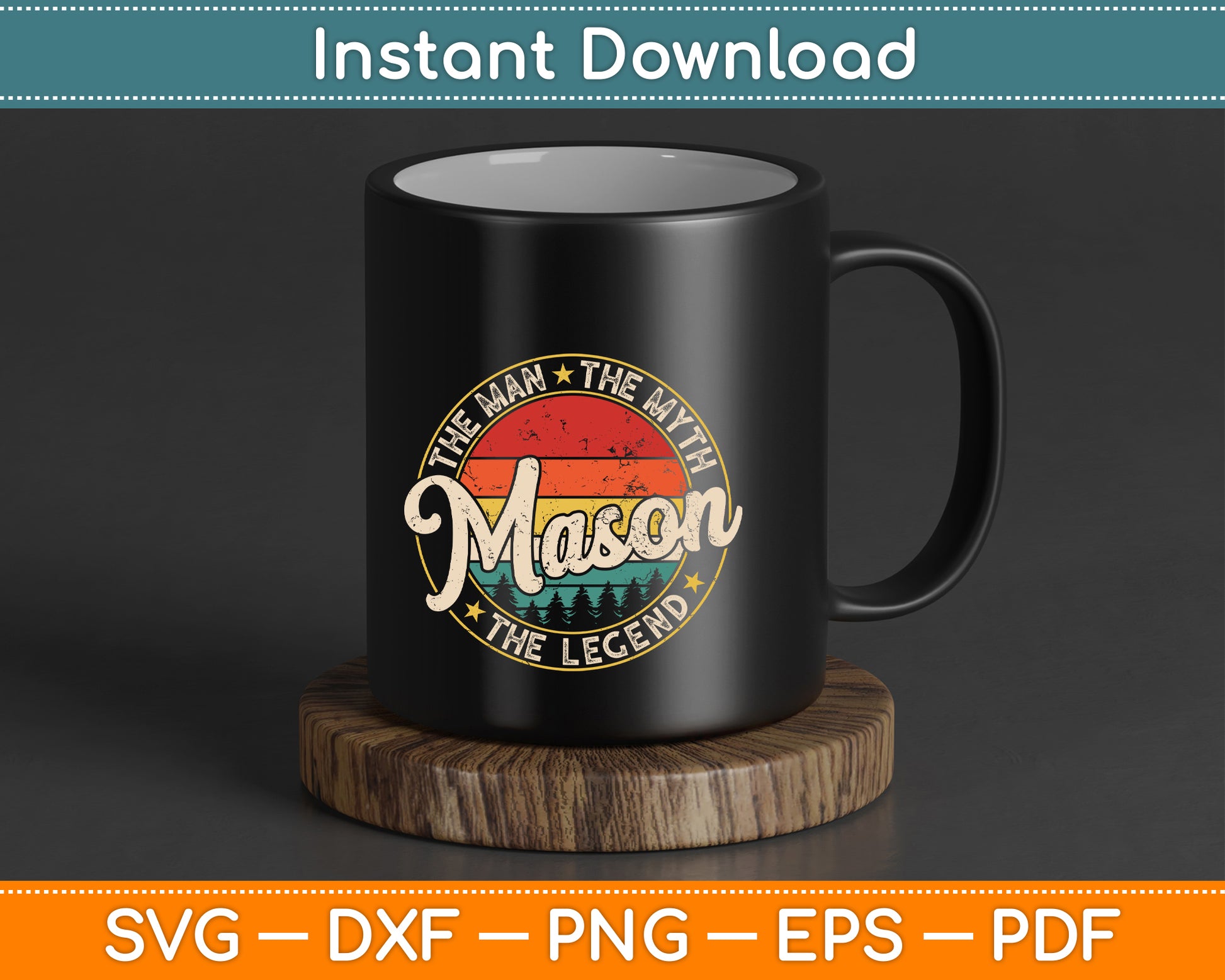 Stylish Mason typography SVG cut file for boys birthday shirts mugs decals and handmade gifts