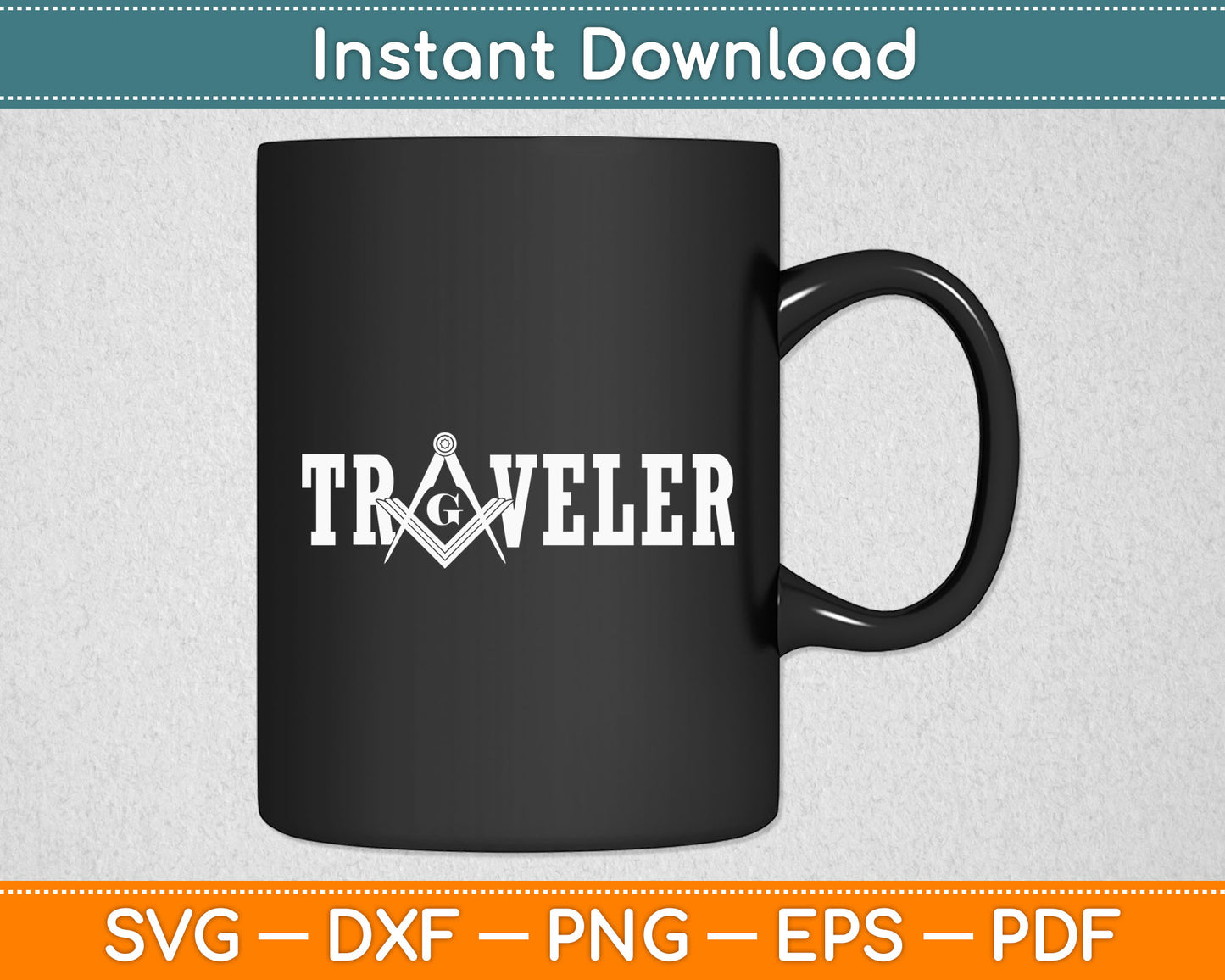 Mason Traveler Masonic Square and Compass Svg Digital Cutting File