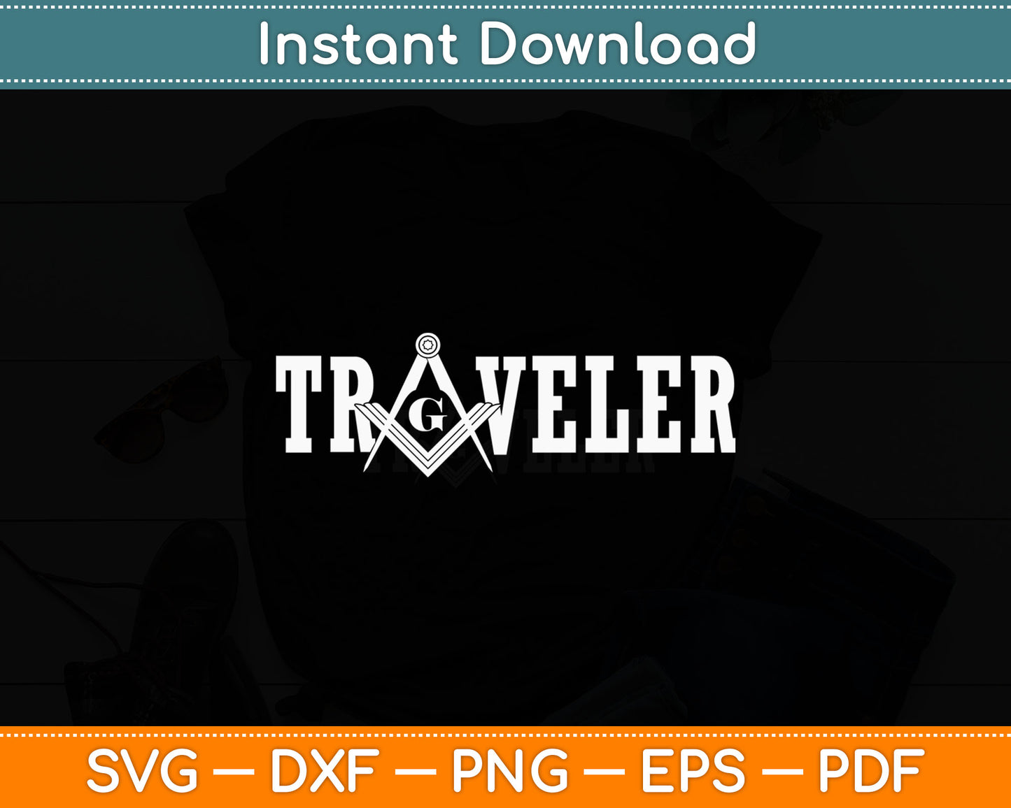 Mason Traveler Masonic Square and Compass Svg Digital Cutting File