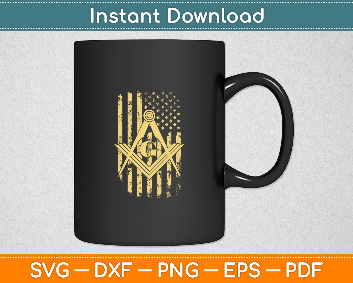Masonic American Flag Square and Compass - Freemason Svg Digital Cutting File