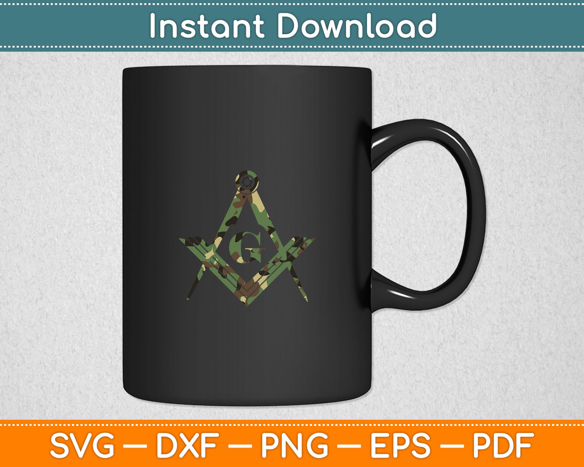 Masonic Camo Square and Compass - Freemason Svg Digital Cutting File