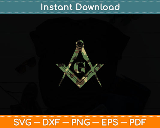 Masonic Camo Square and Compass - Freemason Svg Digital Cutting File