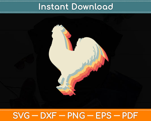 Vintage Retro Animal Rooster Funny Svg Png Dxf Digital Cutting File
