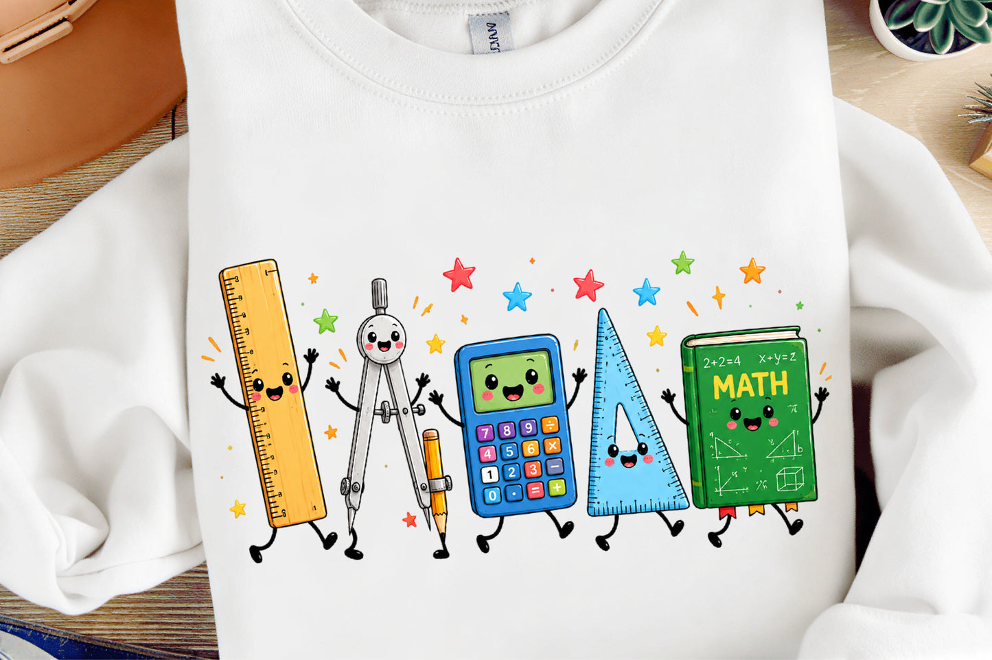 Math Teacher Doodle Characters School Supplies Educational PNG Sublimation