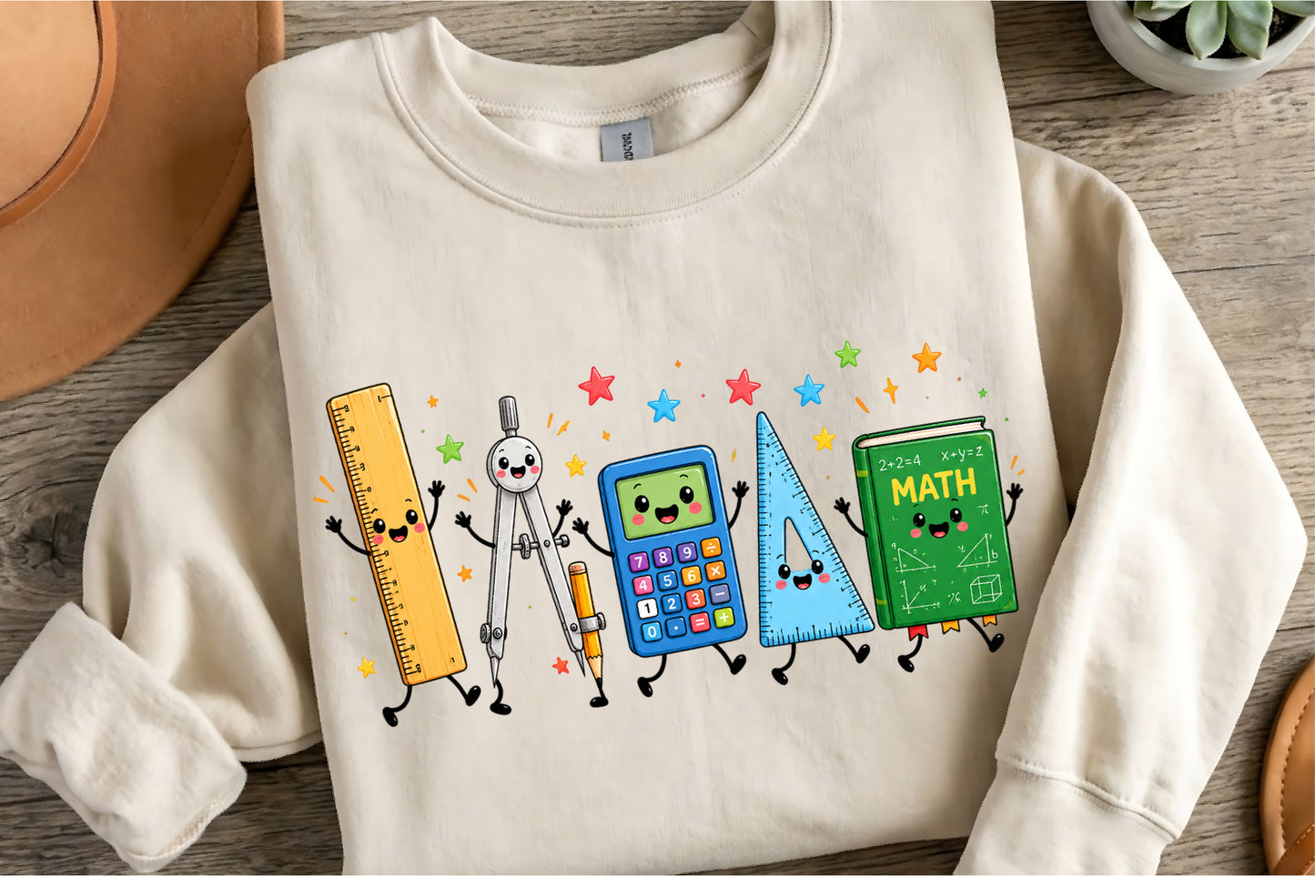 Math Teacher Doodle Characters School Supplies Educational PNG Sublimation