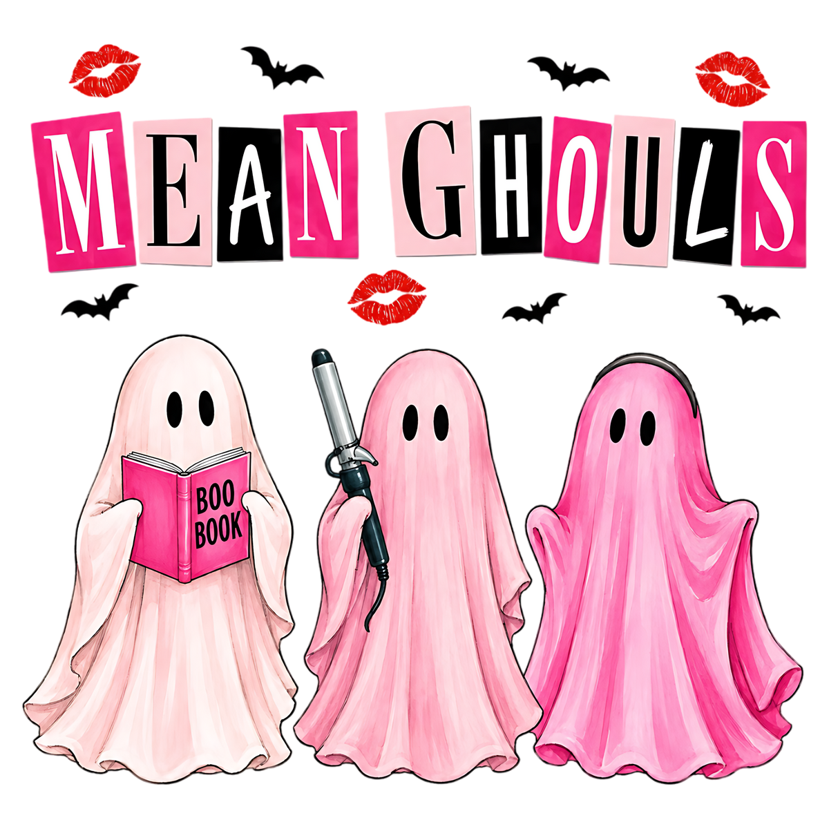 Mean Ghouls Pink Halloween Ghost PNG