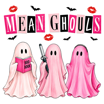 Mean Ghouls Pink Halloween Ghost PNG