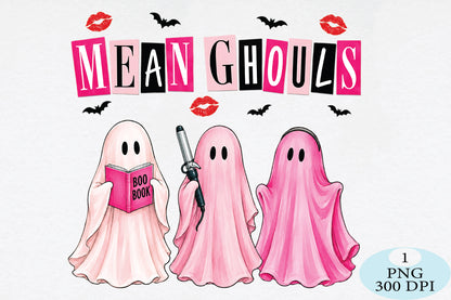 Mean Ghouls Pink Halloween Ghost PNG