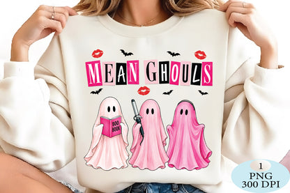Mean Ghouls Pink Halloween Ghost PNG