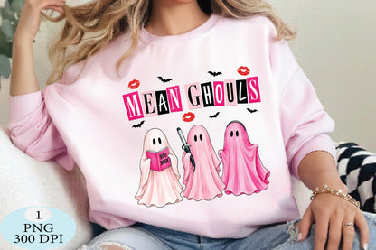 Mean Ghouls Pink Halloween Ghost PNG