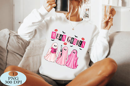 Mean Ghouls Pink Halloween Ghost PNG