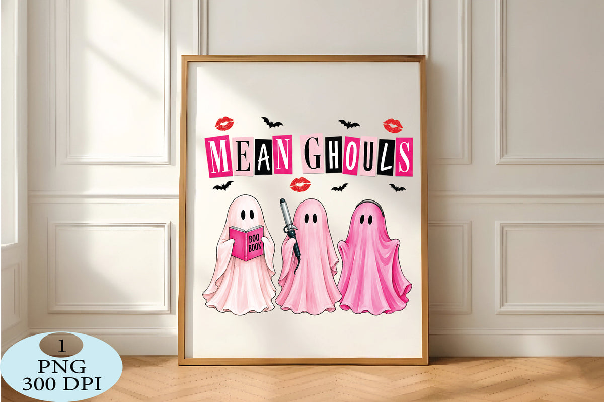 Mean Ghouls Pink Halloween Ghost PNG