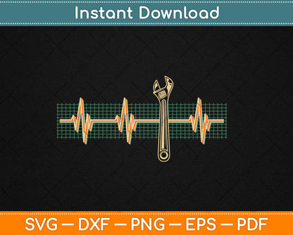 Mechanic Wrench Heartbeat Retro 80s Funny Technician Svg Digital Cutting File