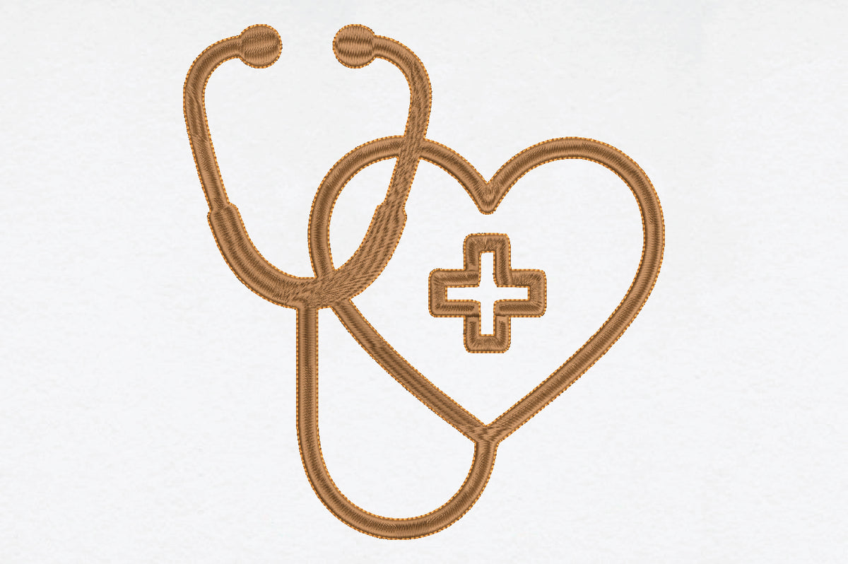 Medical Stethoscope Heart Embroidery