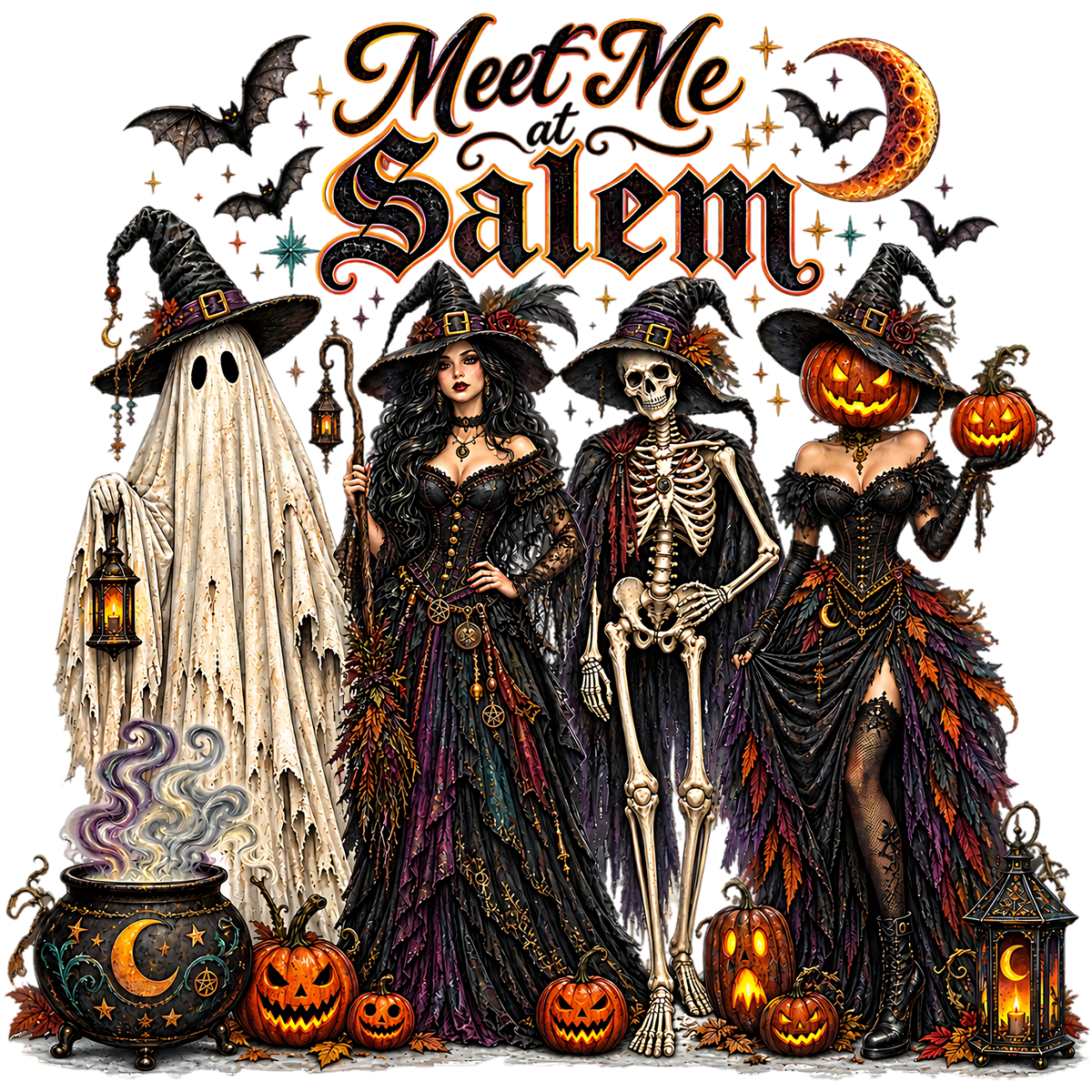 Meet Me At Salem Halloween Crew PNG