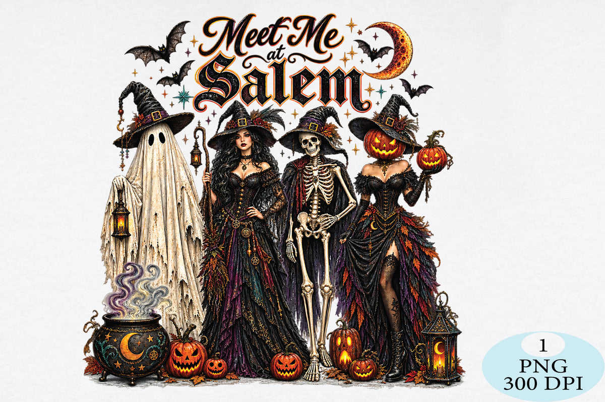 Meet Me At Salem Halloween Crew PNG